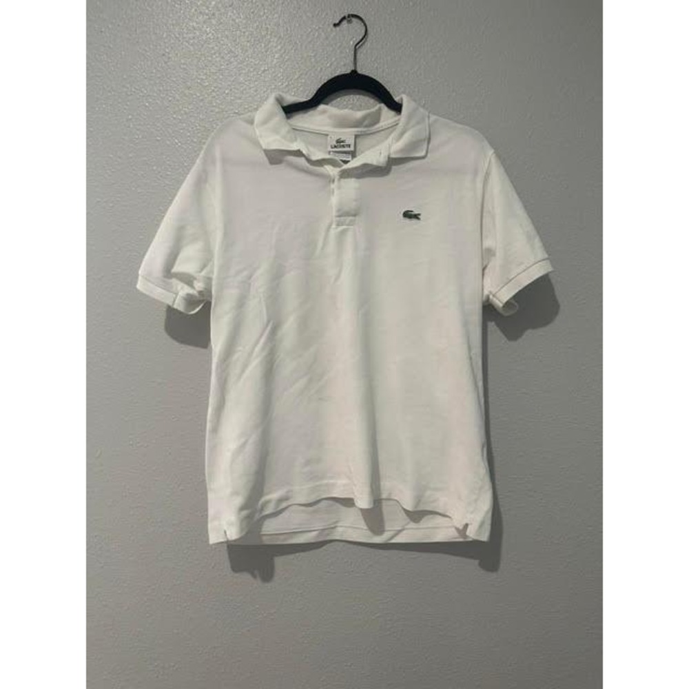 Lacoste Mens White Short Sleeve Pique Polo Shirt Size 5 Large Logo Classic